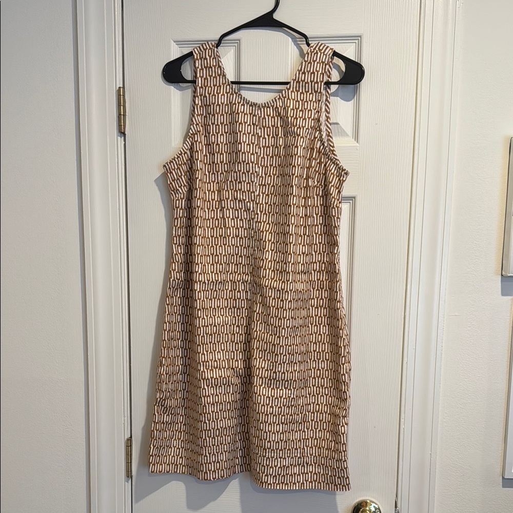 Geometric Patterned Tan Dress